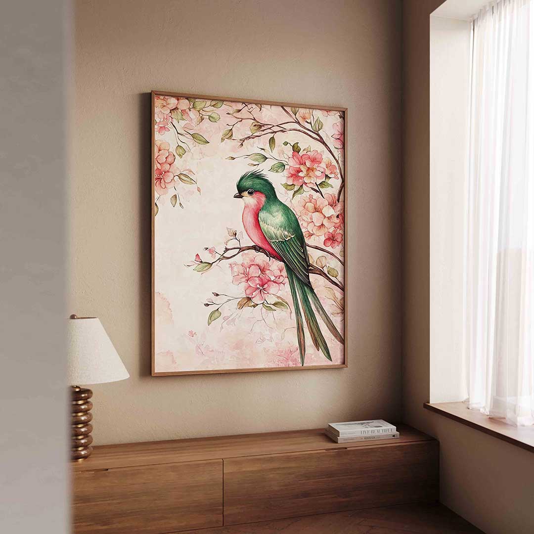 Vogel en bloemen Poster