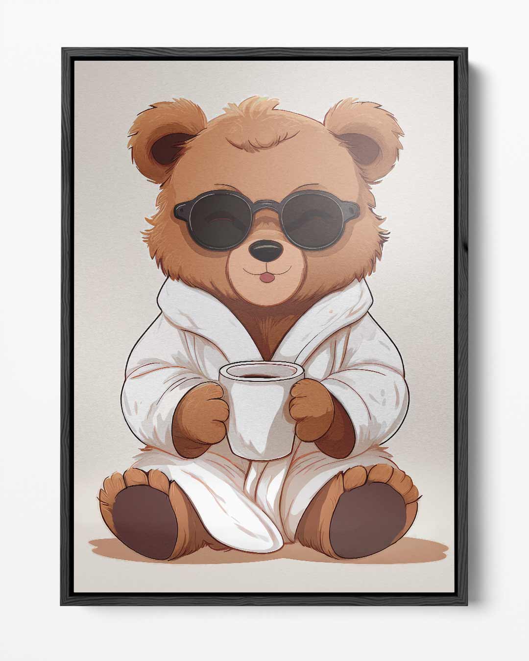 Chillende Beer in Badjas Kunstwerk-canvas-dibond-plexiglas-wanddecoratie-WallArtistic