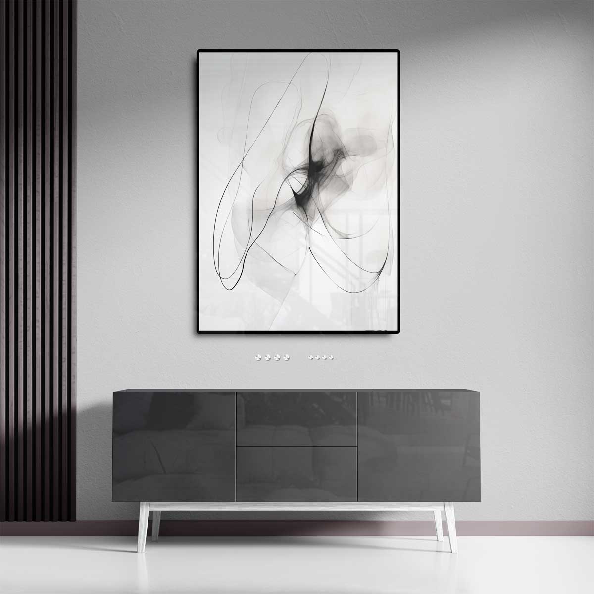 Dromerige Zwart-Witte Abstractie Kunstwerk-canvas-dibond-plexiglas-wanddecoratie-WallArtistic
