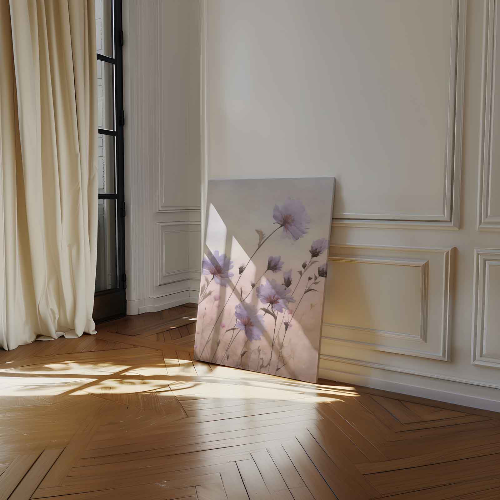 Zacht Lila Bloemenveld Kunstwerk-canvas-dibond-plexiglas-wanddecoratie-WallArtistic