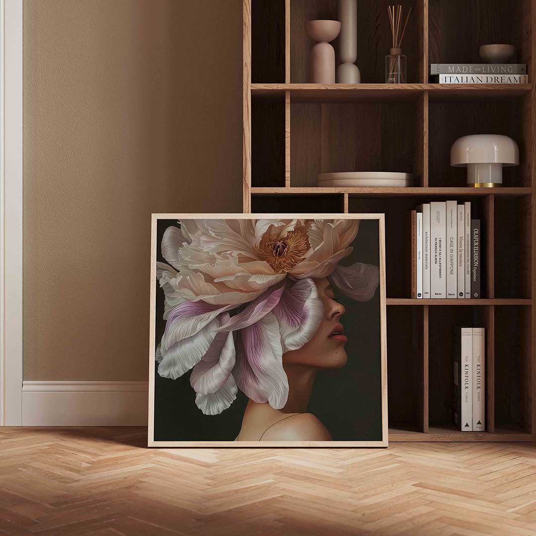 Bloem en gezicht Poster