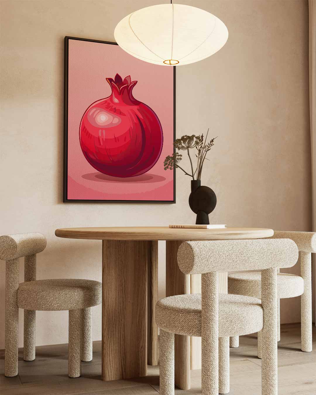 Stijlvolle Granaatappel Illustratie Kunstwerk-canvas-dibond-plexiglas-wanddecoratie-WallArtistic
