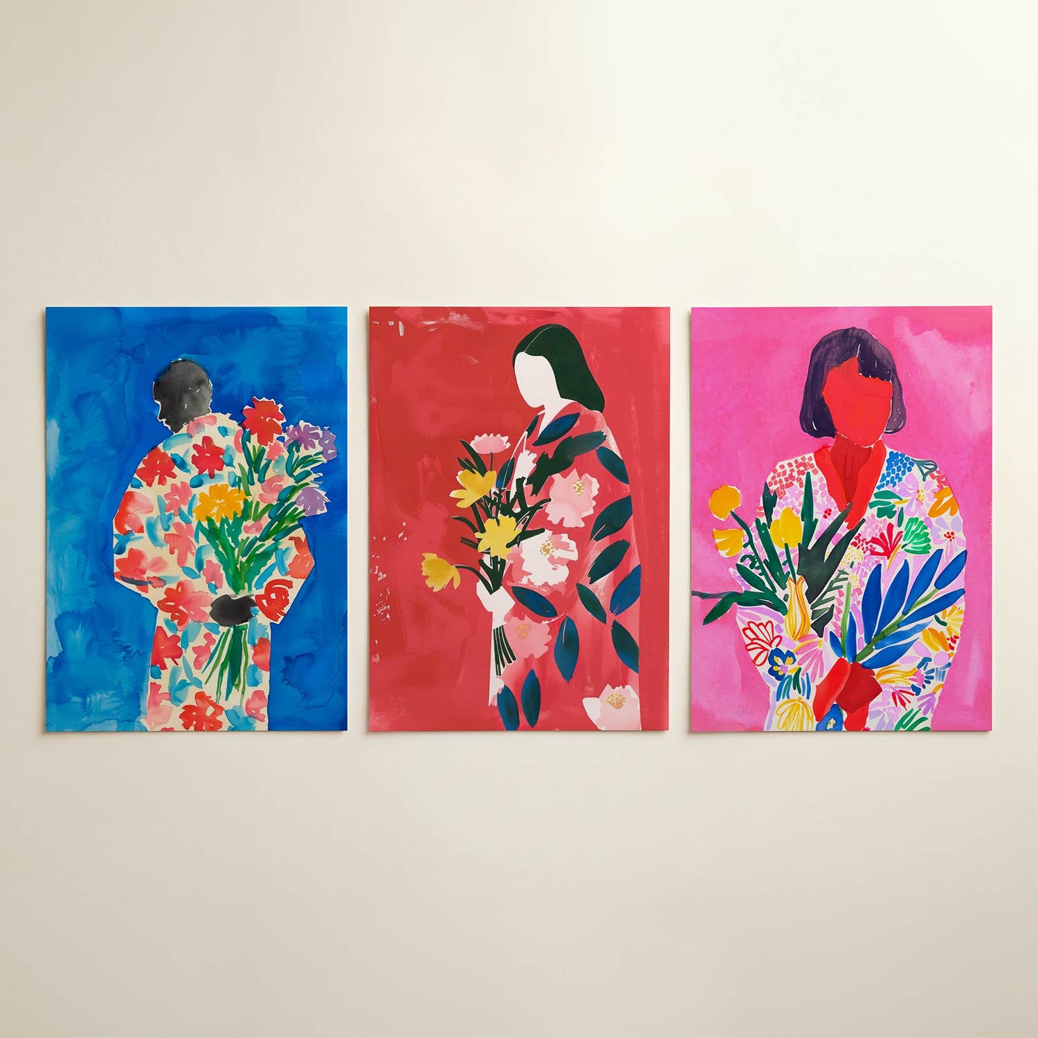 Bloemen en silhouet Posterset