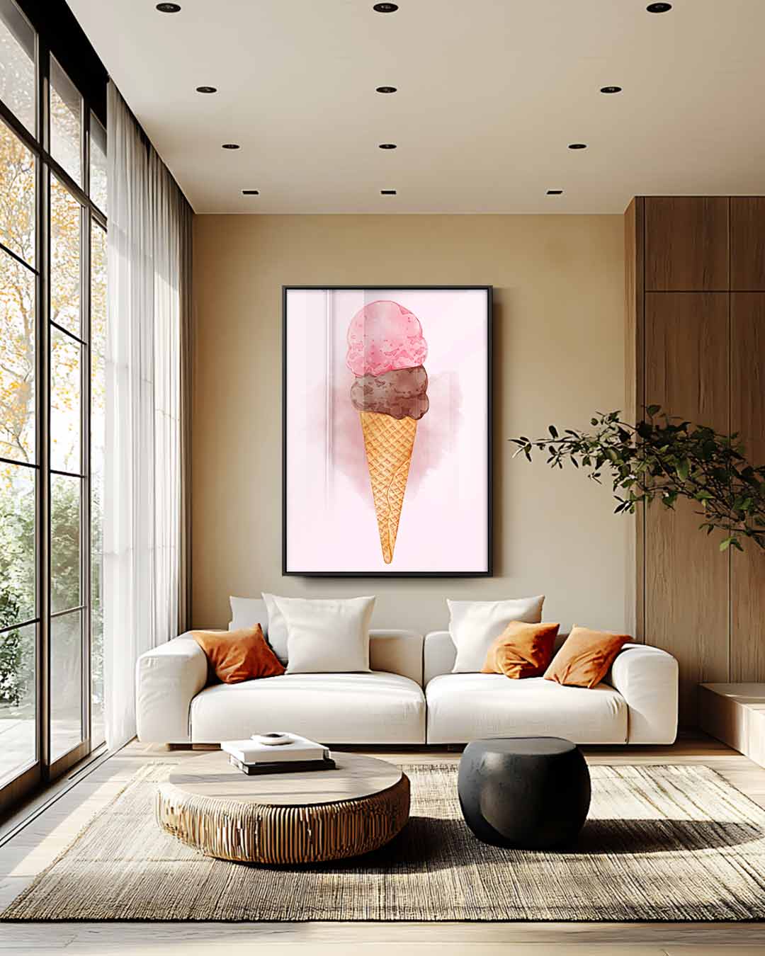 Zomerse IJshoorn Aquarel Kunstwerk-canvas-dibond-plexiglas-wanddecoratie-WallArtistic