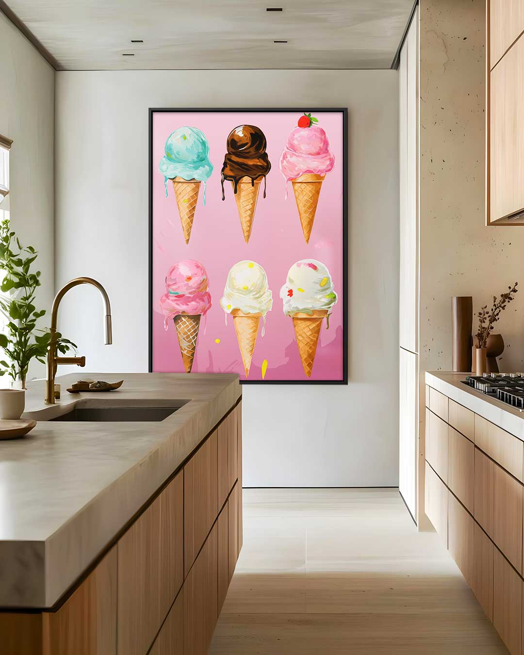 Kleurrijke IJshoorntjes Fantasie Kunstwerk-canvas-dibond-plexiglas-wanddecoratie-WallArtistic