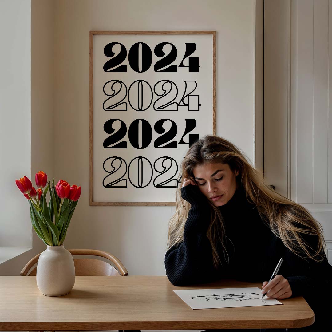 Stijlvolle 2024 Typografie Poster-WallArtistic