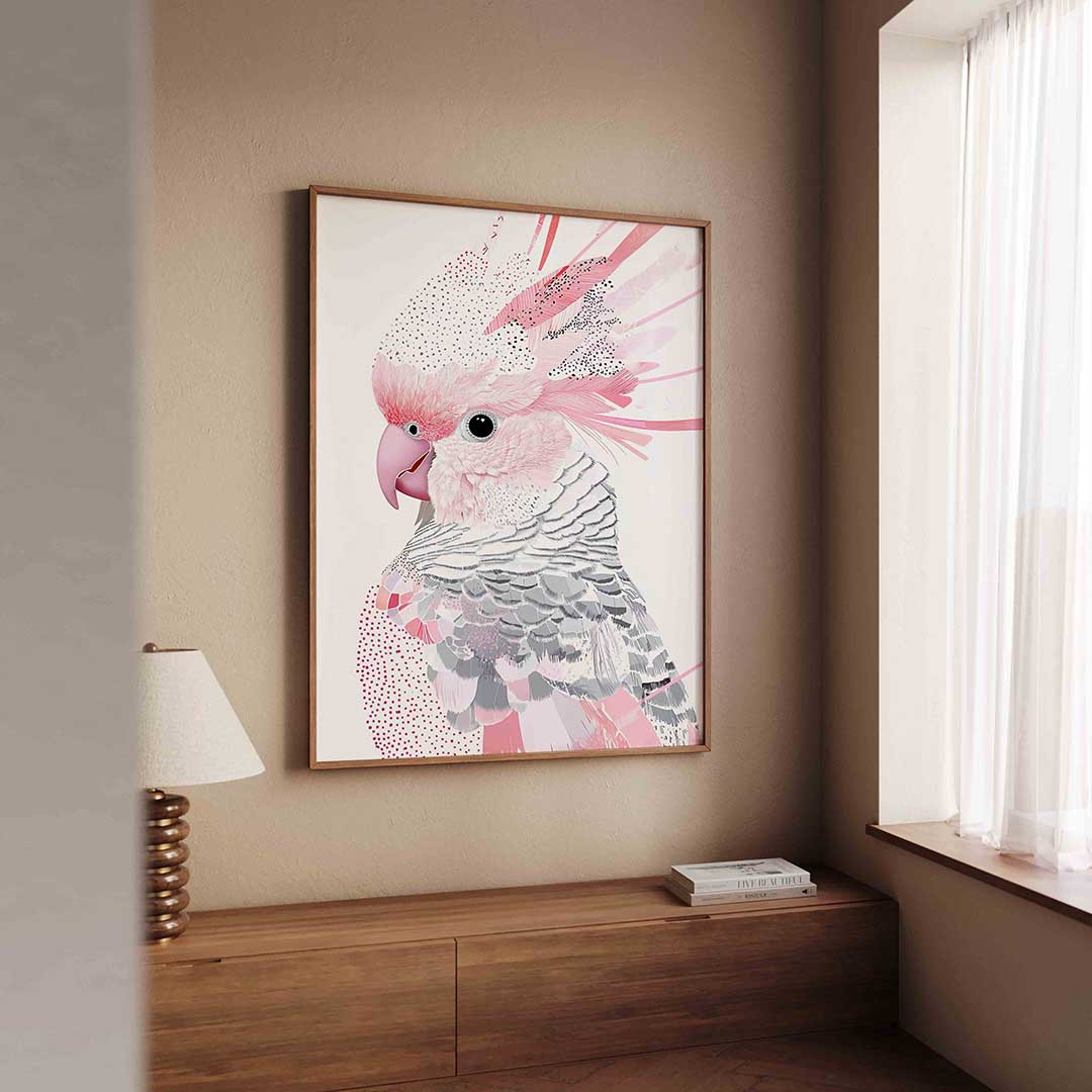 Papegaai met roze veren Poster