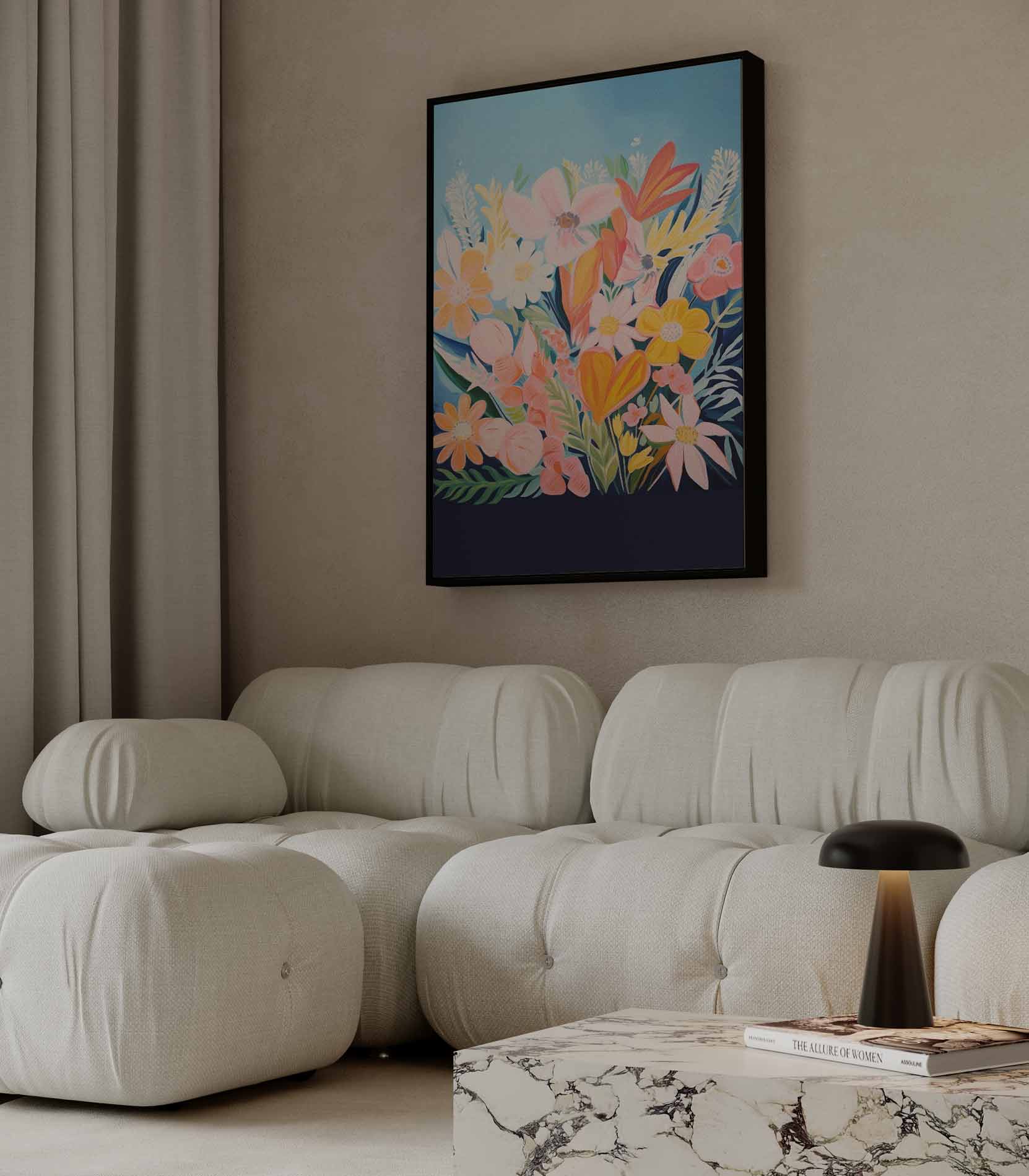 Vrolijke Bloemenpracht Kunstwerk-canvas-dibond-plexiglas-wanddecoratie-WallArtistic