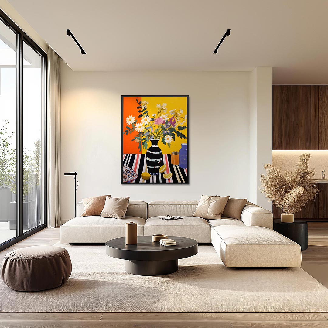 Bloemen en strepen Kunstwerk