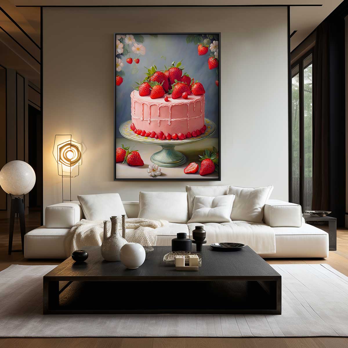 Aardbeientaart in Bloei Kunstwerk-canvas-dibond-plexiglas-wanddecoratie-WallArtistic