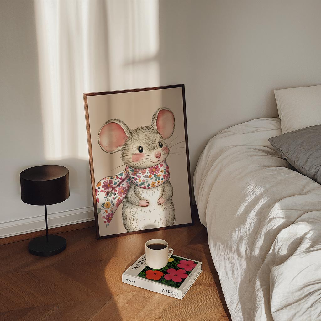 Schattige Muis Met Bloemensjaal Poster