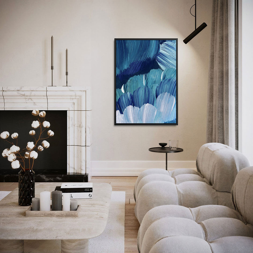 Dynamische blauwe beweging Kunstwerk
