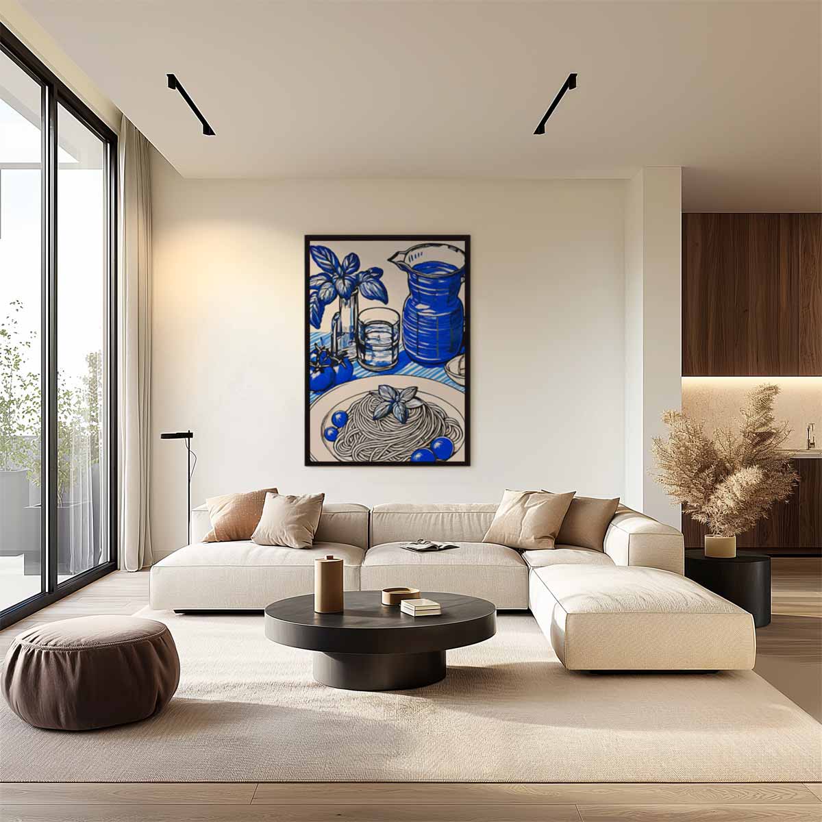 Blauwe Pracht in de Keuken Kunstwerk-canvas-dibond-plexiglas-wanddecoratie-WallArtistic