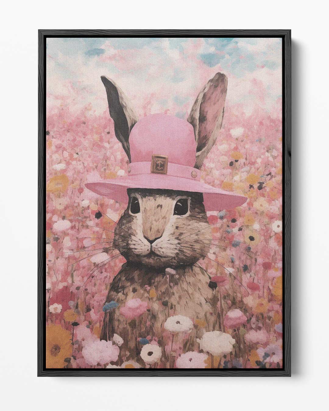 Konijn in Bloemenparadijs Kunstwerk-canvas-dibond-plexiglas-wanddecoratie-WallArtistic