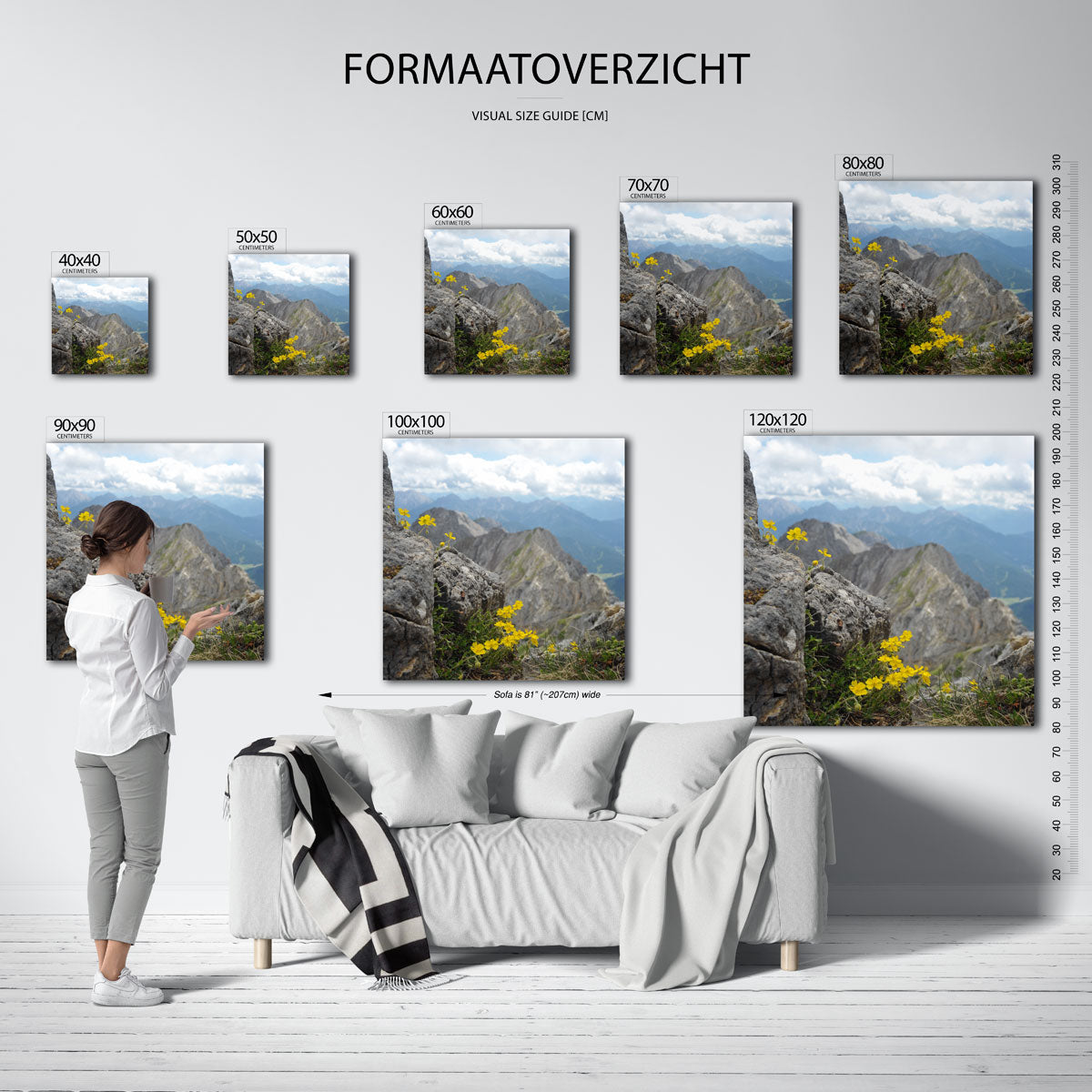 Berglandschap met bloemen Poster