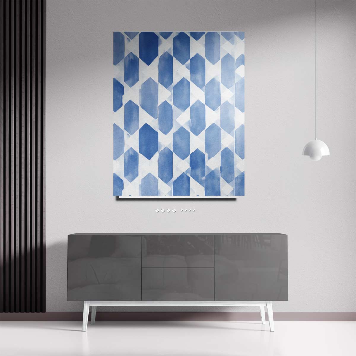 Blauwe Geometrische Harmonie Kunstwerk-canvas-dibond-plexiglas-wanddecoratie-WallArtistic