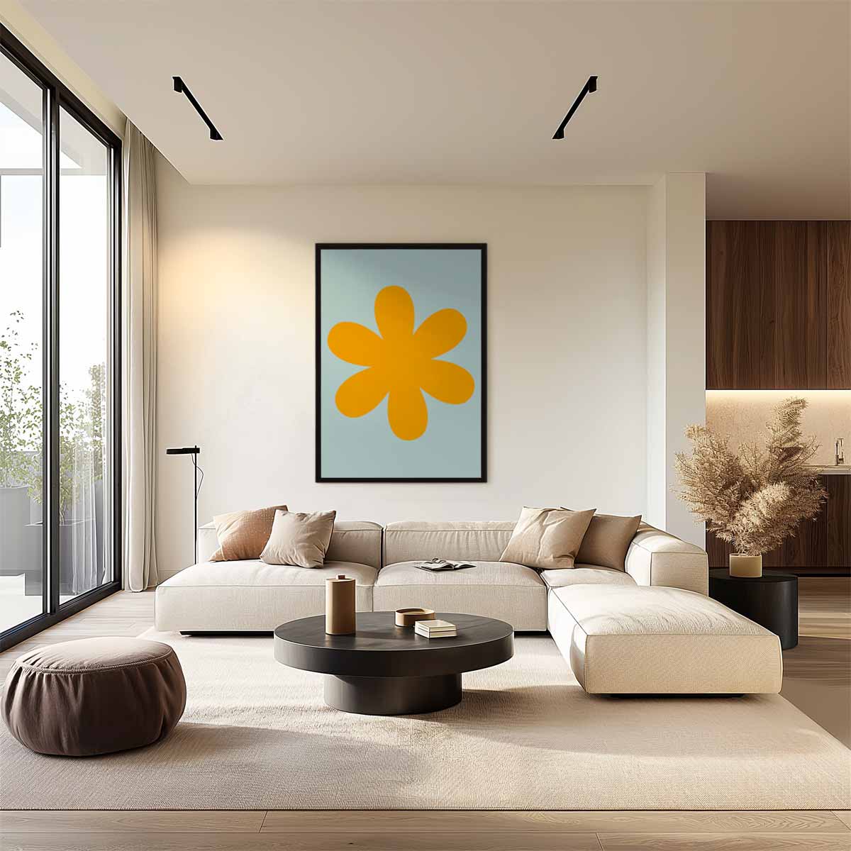 Speelse Bloem in Vrolijke Kleuren Kunstwerk-canvas-dibond-plexiglas-wanddecoratie-WallArtistic