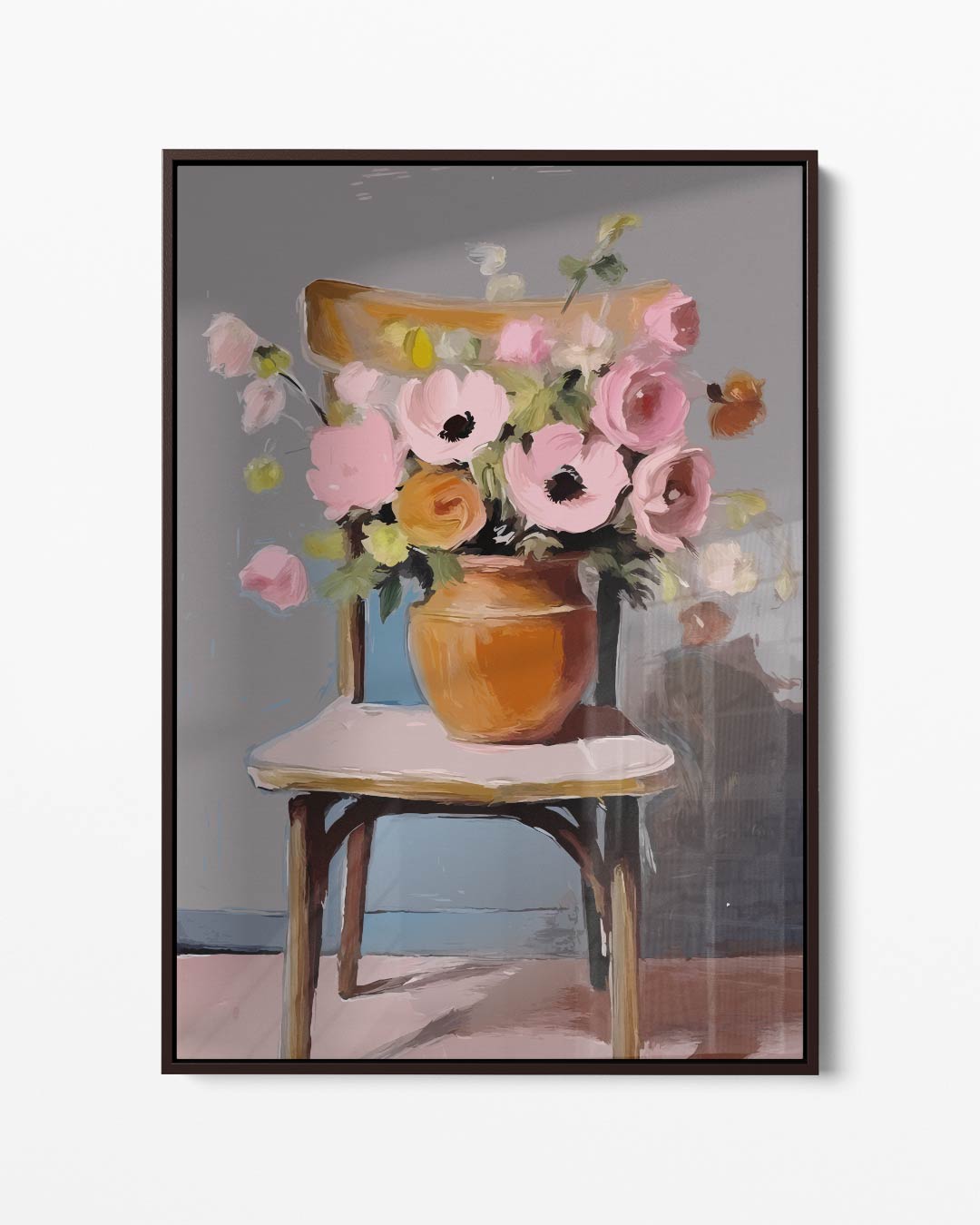 Bloemenpracht op Stoel Kunstwerk-canvas-dibond-plexiglas-wanddecoratie-WallArtistic