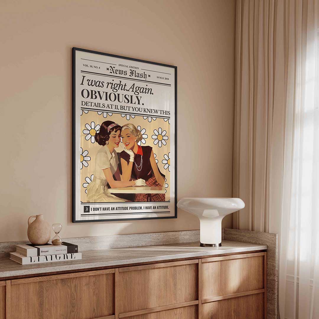 Vintage dames met bloemen Poster