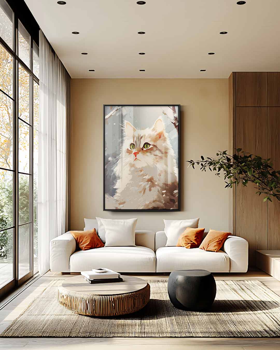 Winterse Kattenblik Kunstwerk-canvas-dibond-plexiglas-wanddecoratie-WallArtistic