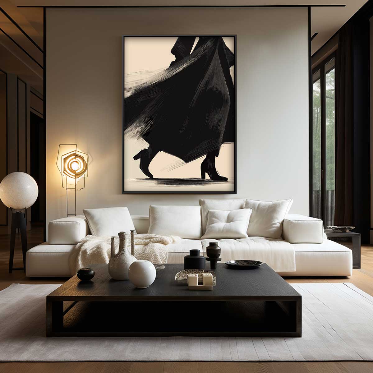 Elegante Schaduw in Beweging Kunstwerk-canvas-dibond-plexiglas-wanddecoratie-WallArtistic