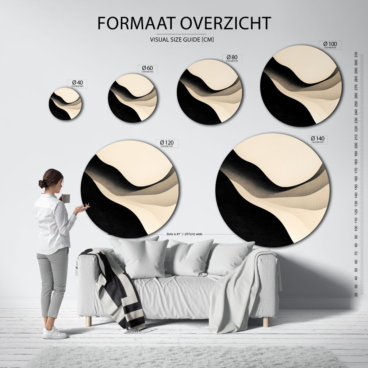 Golvende lijnen Muurcirkel