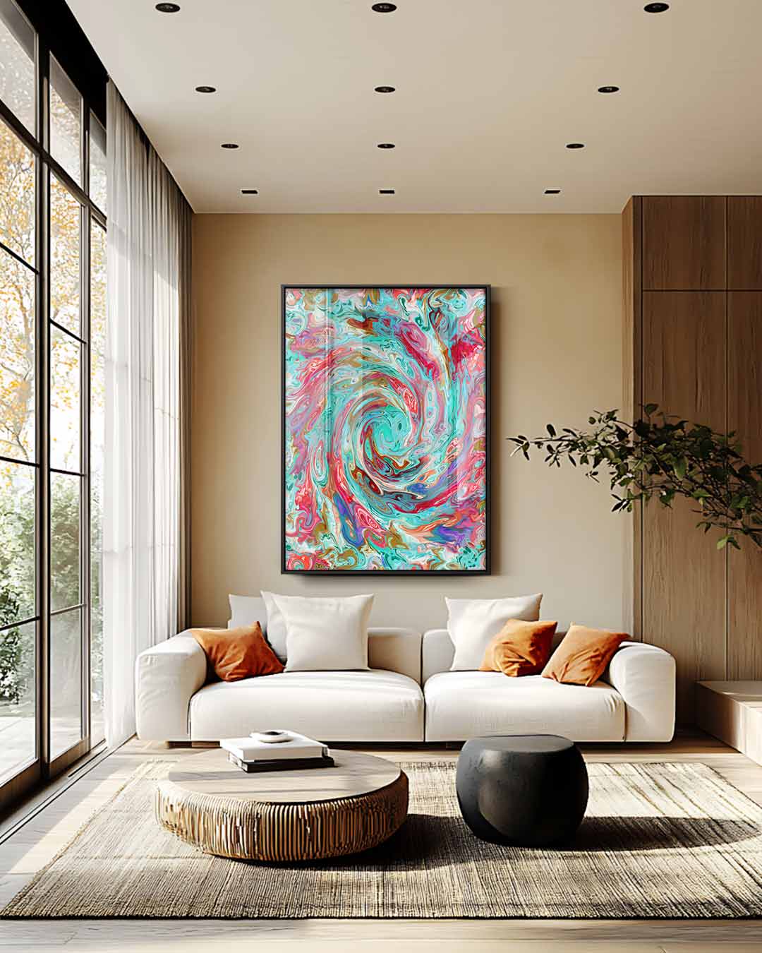 Kleurrijke Werveling Kunstwerk-canvas-dibond-plexiglas-wanddecoratie-WallArtistic