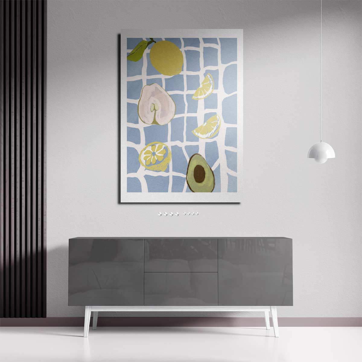 Zomerse Vruchten op Tegels Kunstwerk-canvas-dibond-plexiglas-wanddecoratie-WallArtistic