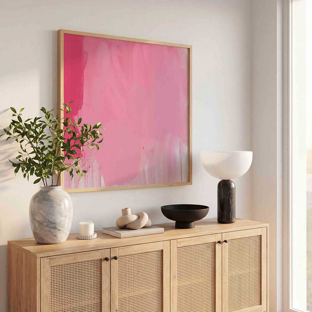 Roze abstracte vormen Poster