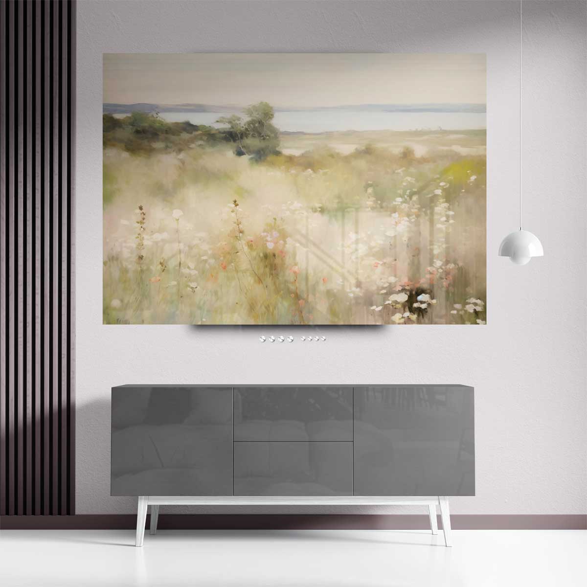 Zonovergoten Bloemenweide Kunstwerk-canvas-dibond-plexiglas-wanddecoratie-WallArtistic