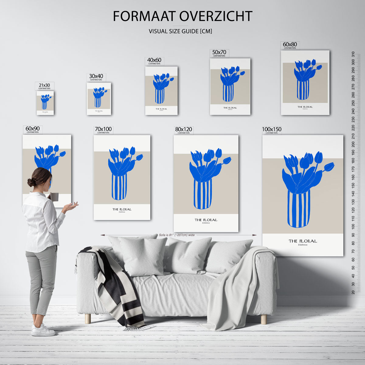Blauwe tulpen in vaas Poster