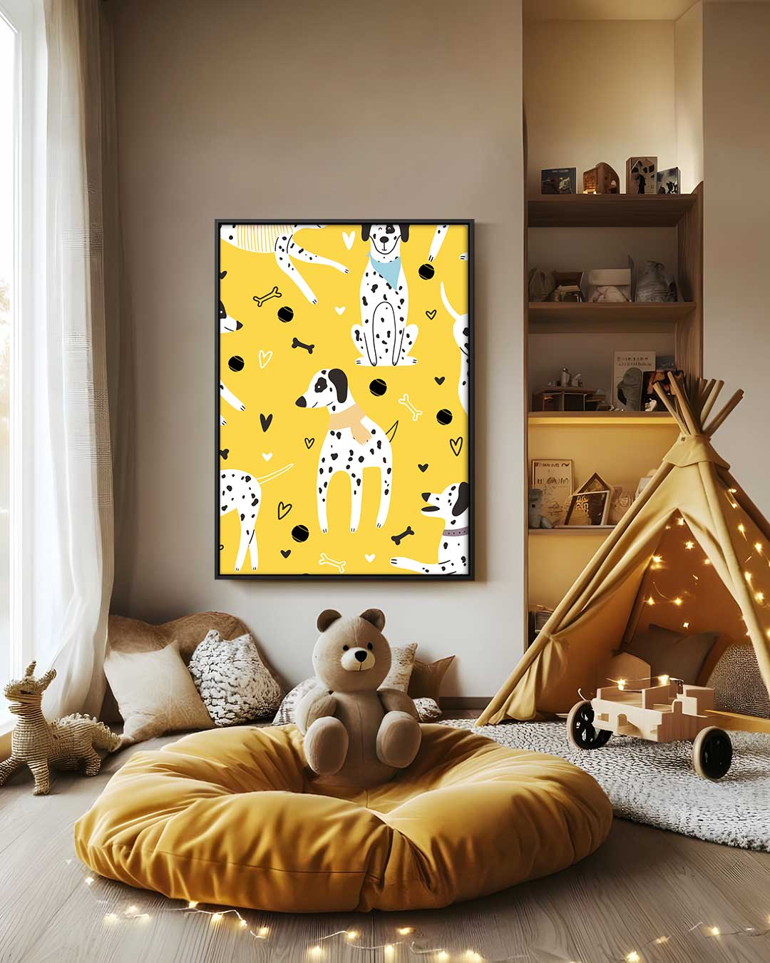 Vrolijk Dalmatiër Patroon Kunstwerk-canvas-dibond-plexiglas-wanddecoratie-WallArtistic