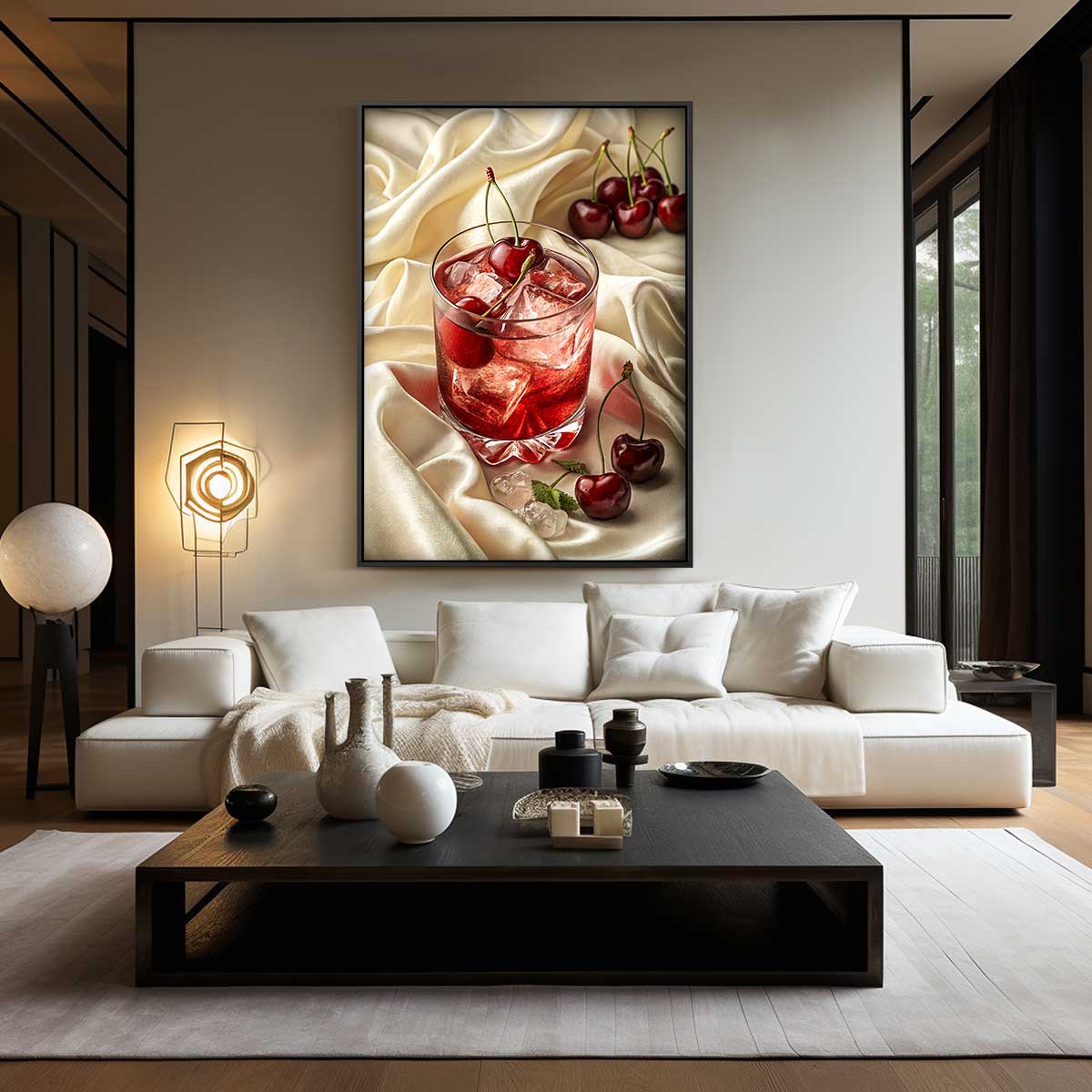 Kersen Cocktailexplosie op Zijde Kunstwerk-canvas-dibond-plexiglas-wanddecoratie-WallArtistic