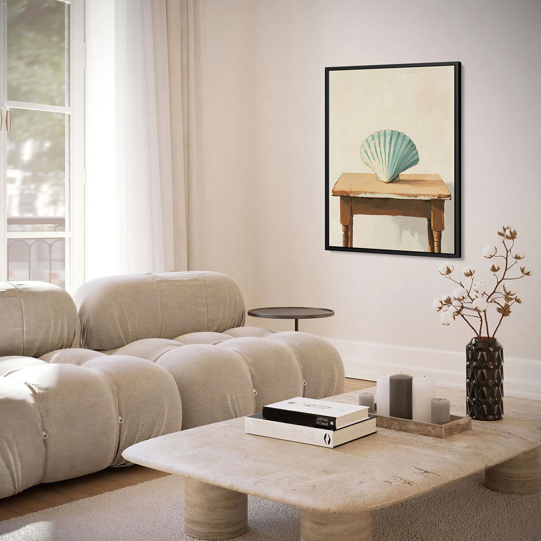 Schelp op tafel Kunstwerk