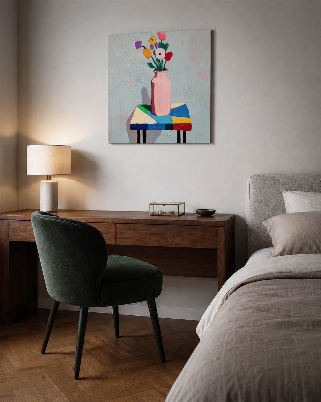 Kleurrijke bloemenvaas Kunstwerk