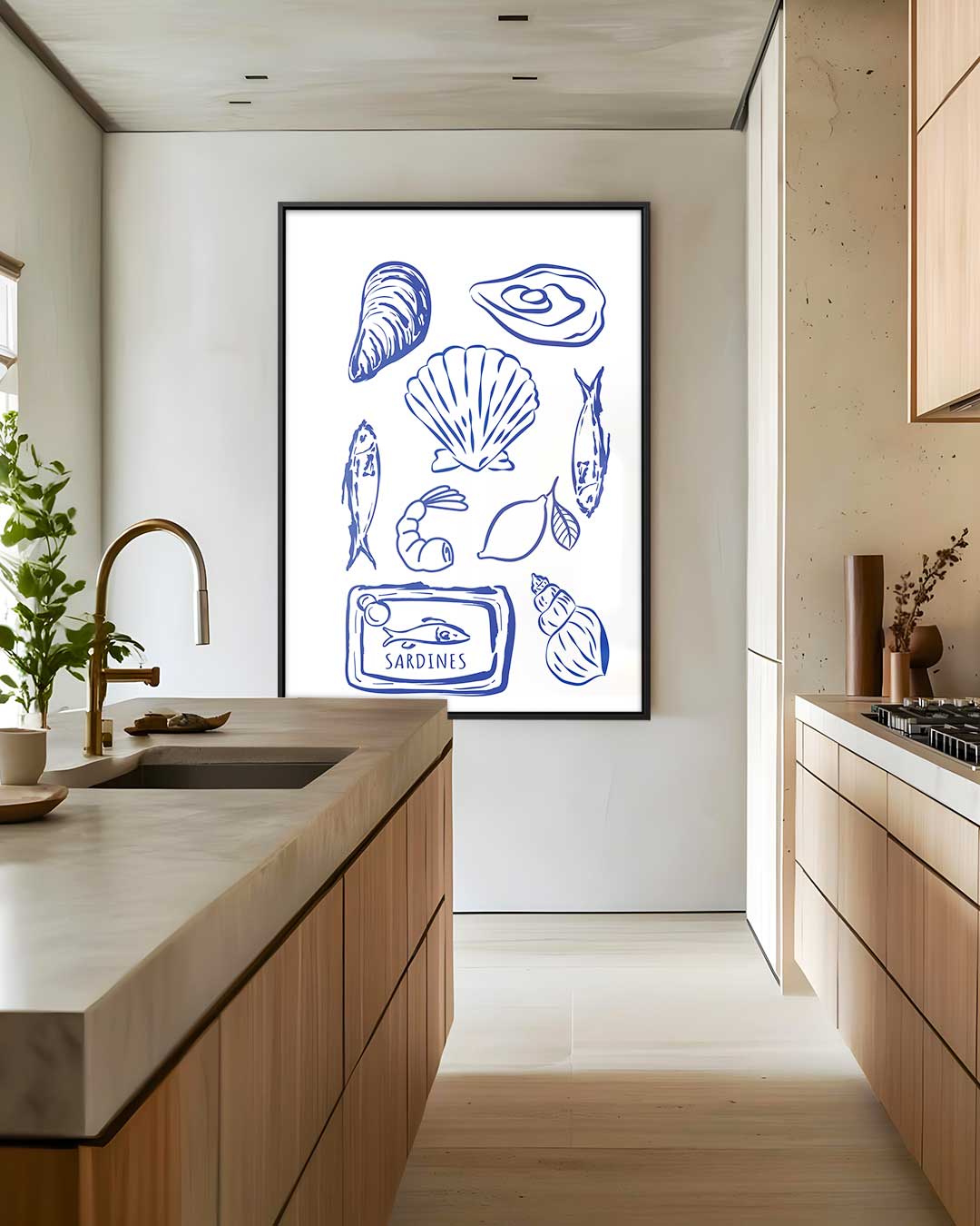 Maritieme Blauwe Schetsen Kunstwerk-canvas-dibond-plexiglas-wanddecoratie-WallArtistic