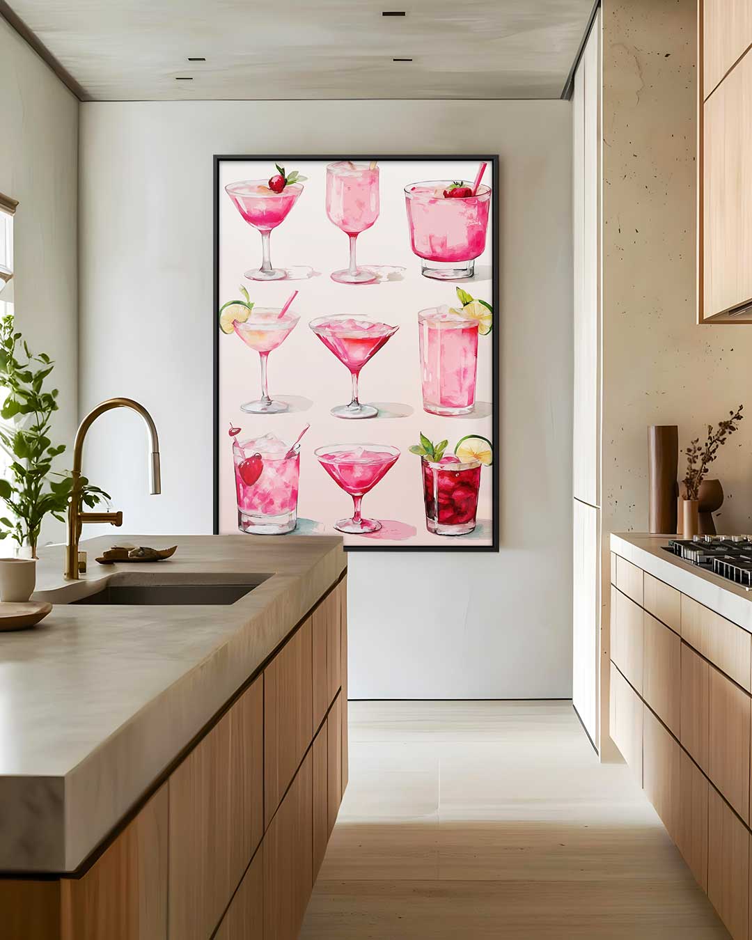 Cocktail Illustratie Print Kunstwerk-canvas-dibond-plexiglas-wanddecoratie-WallArtistic