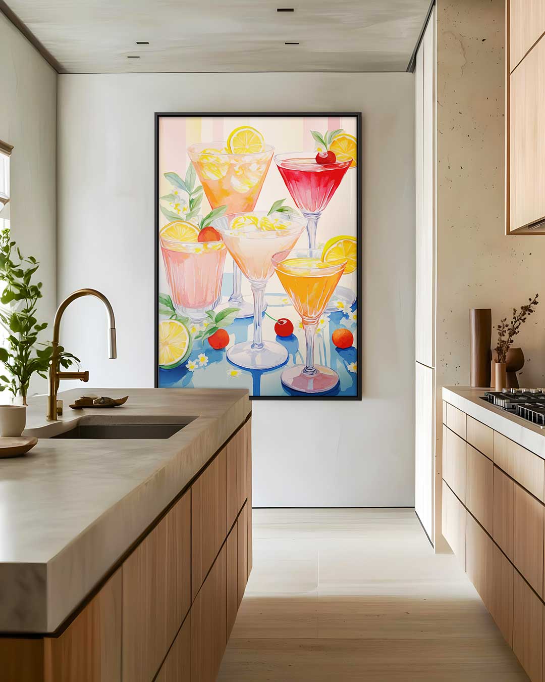 Fruitige Cocktail Illustratie Kunstwerk-canvas-dibond-plexiglas-wanddecoratie-WallArtistic