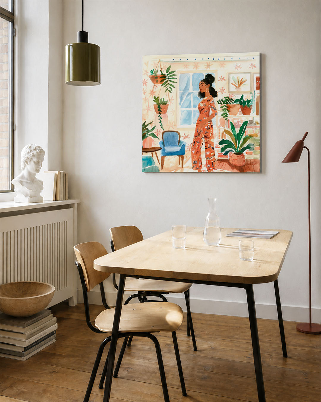 Vrouw in interieur Kunstwerk