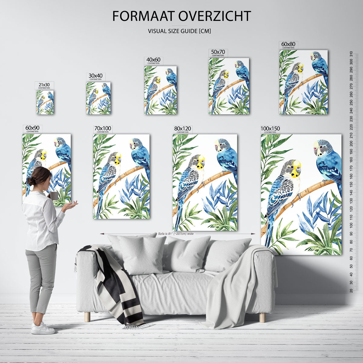 Parkieten op tak Poster