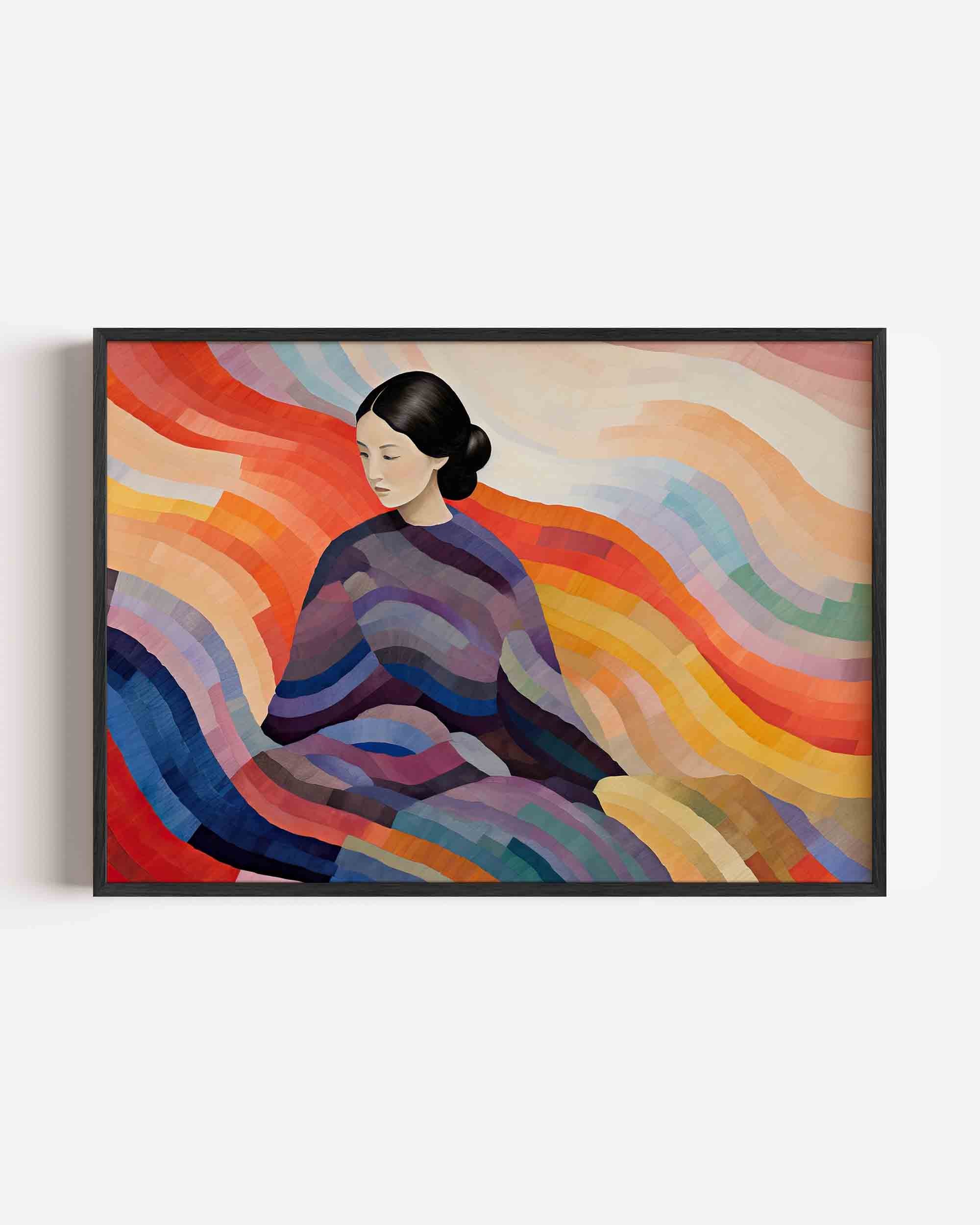 Vrouw met kleurrijke golven Poster