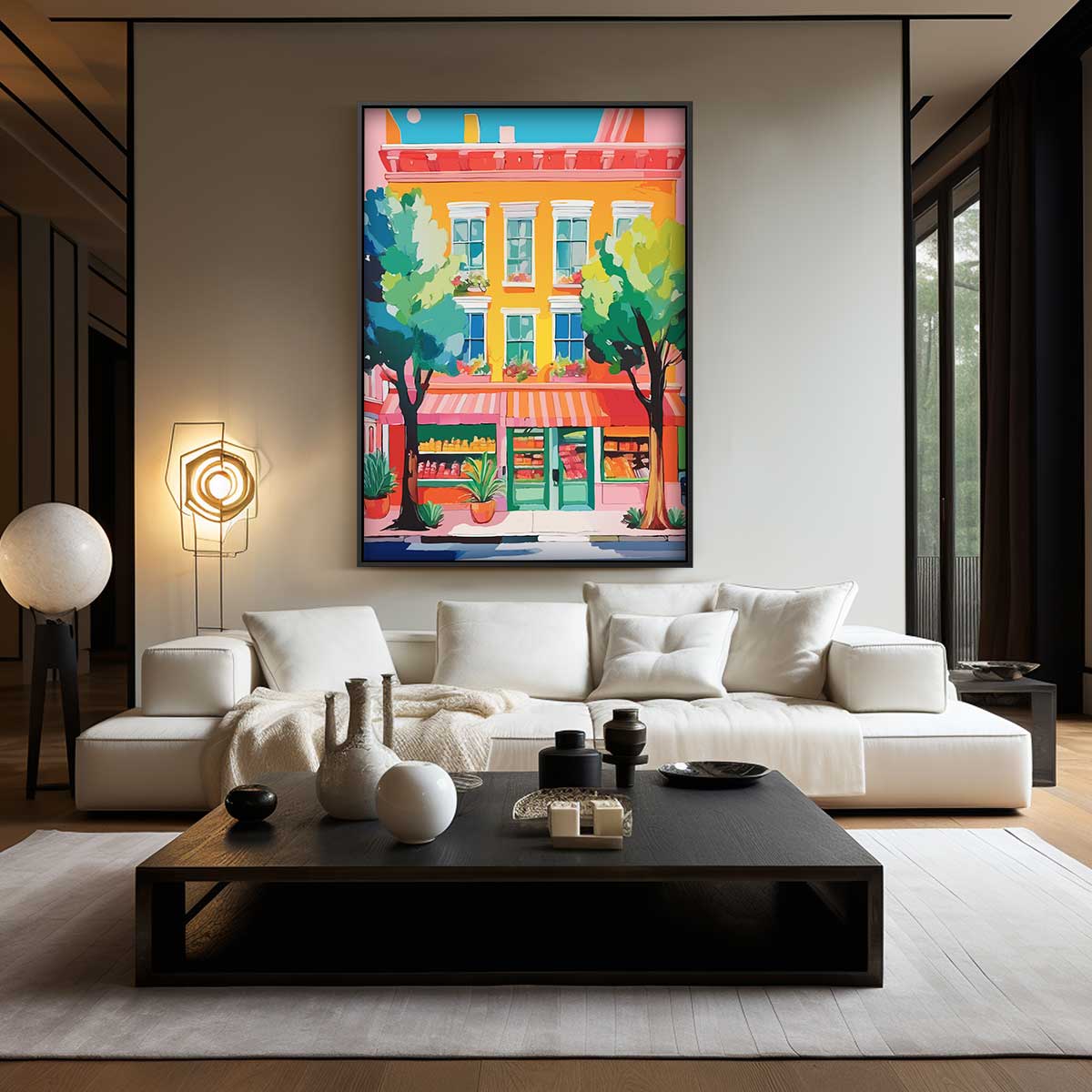 Kleurrijke Straatgevel Kunstwerk-canvas-dibond-plexiglas-wanddecoratie-WallArtistic