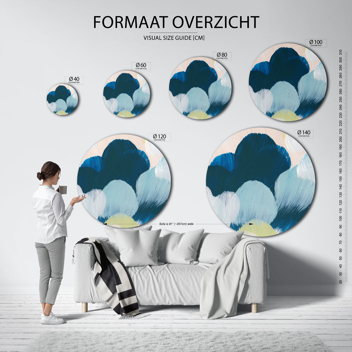 Abstracte wolken Muurcirkel