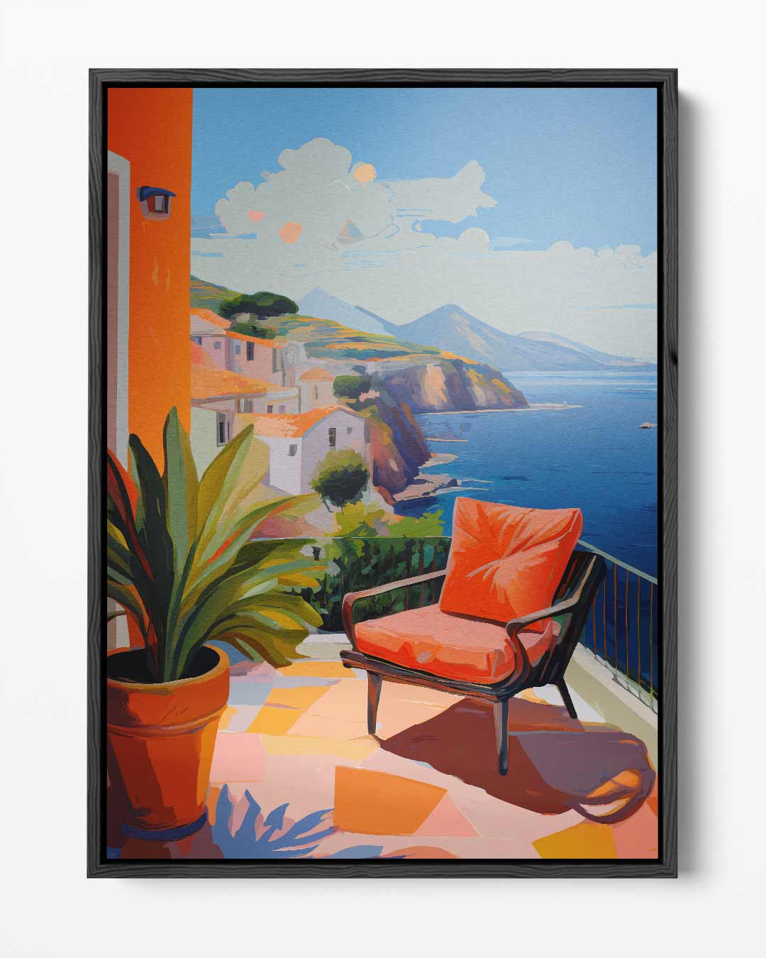 Zonnige Veranda aan Zee Kunstwerk-canvas-dibond-plexiglas-wanddecoratie-WallArtistic