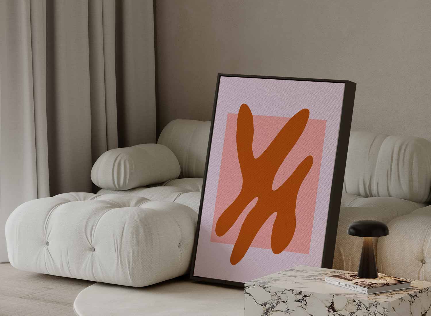Abstracte Terracotta Vormen Kunstwerk-canvas-dibond-plexiglas-wanddecoratie-WallArtistic