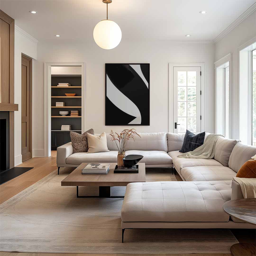 Elegantie in Zwart en Wit Kunstwerk-canvas-dibond-plexiglas-wanddecoratie-WallArtistic