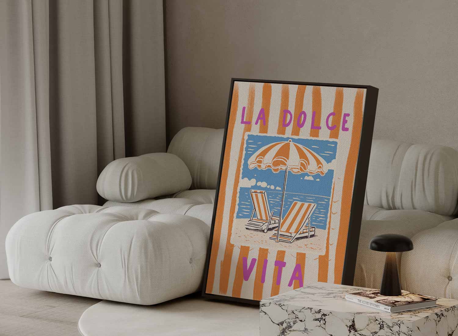 La Dolce Vita Strandkunst Kunstwerk-canvas-dibond-plexiglas-wanddecoratie-WallArtistic