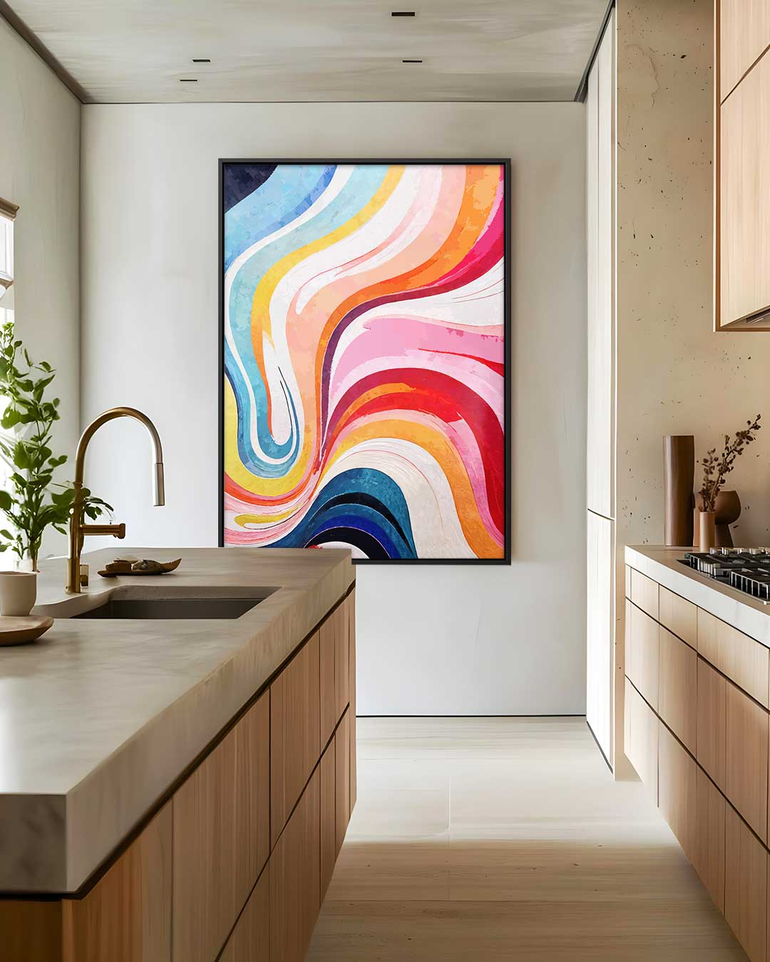 Kleurrijke Golven van Emotie Kunstwerk-canvas-dibond-plexiglas-wanddecoratie-WallArtistic