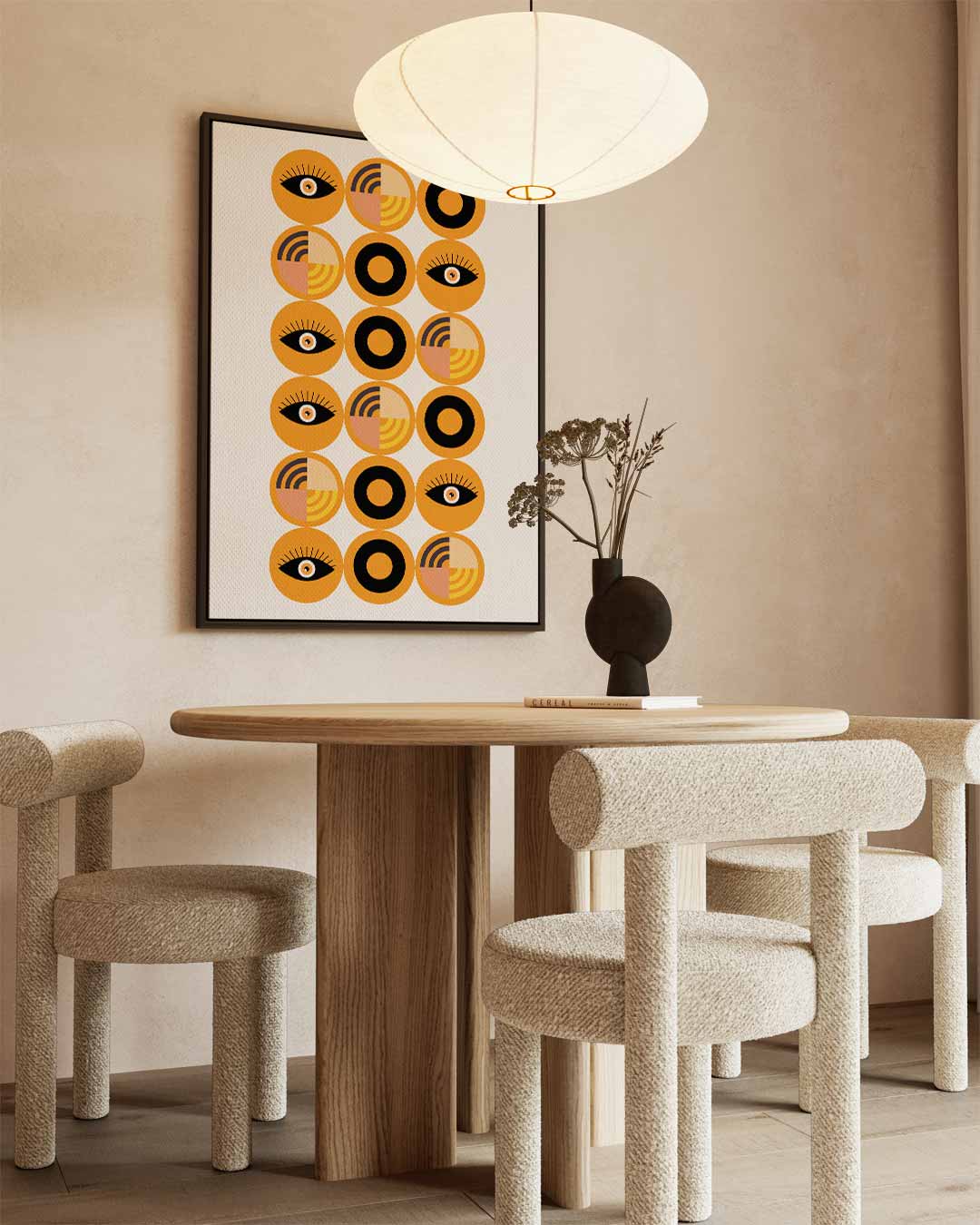 Retro Oogpatroon Kunstwerk Kunstwerk-canvas-dibond-plexiglas-wanddecoratie-WallArtistic