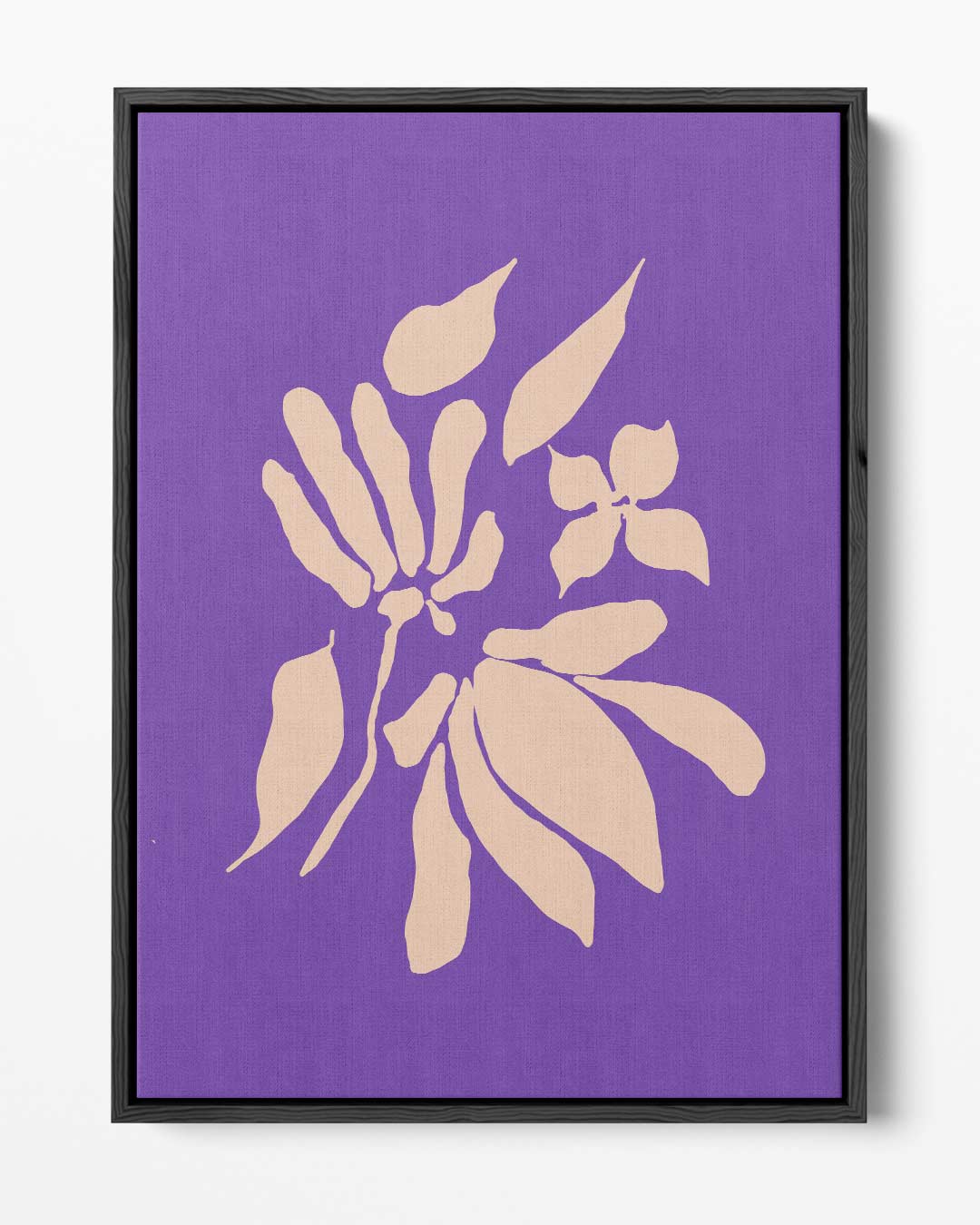 Bloemige Abstractie op Paarse Achtergrond Kunstwerk-canvas-dibond-plexiglas-wanddecoratie-WallArtistic